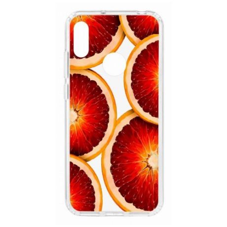 Чехол на Huawei Y6 2019 Kruche Print Orange/накладка/с рисунком/прозрачный/бампер/противоударный/ударопрочный/с защитой камеры