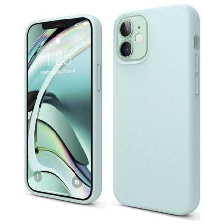Силиконовый чехол-накладка для iPhone 12 mini Elago Soft silicone case (Liquid), зеленый/mint (ES12SC54-MT)