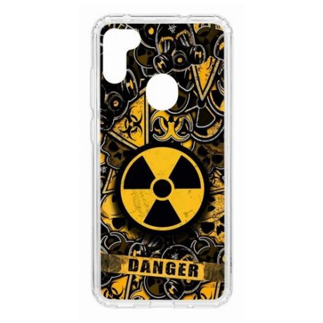 Чехол на Samsung Galaxy M11 Kruche Print Danger/накладка/с рисунком/прозрачный/бампер/противоударный/ударопрочный/с защитой камеры