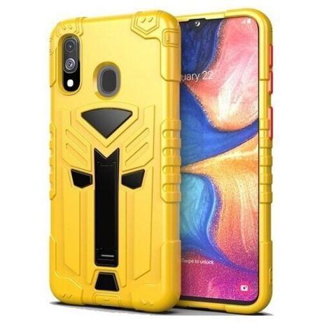 Чехол для Samsung Galaxy A20e серии Dual X с магнитом и складной подставкой, желтого цвета от Caseport