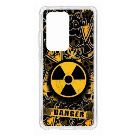 Чехол на Huawei P40 Pro+ Kruche Print Danger/накладка/с рисунком/прозрачный/бампер/противоударный/ударопрочный/с защитой камеры