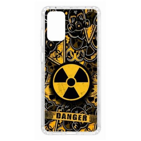 Чехол на Samsung Galaxy S20 Plus Kruche Print Danger/накладка/с рисунком/прозрачный/бампер/противоударный/ударопрочный/с защитой камеры