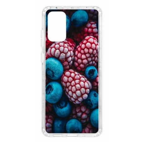Чехол на Samsung Galaxy S20 Plus Kruche Print Fresh berries/накладка/с рисунком/прозрачный/бампер/противоударный/ударопрочный/с защитой камеры