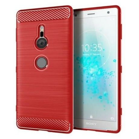 Красный мягкий чехол для смартфона Sony Xperia XZ2, серия Carbon от Caseport
