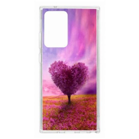 Чехол на Samsung Galaxy Note 20 Ultra Kruche Print Pink heart/накладка/с рисунком/прозрачный/бампер/противоударный/ударопрочный/с защитой камеры