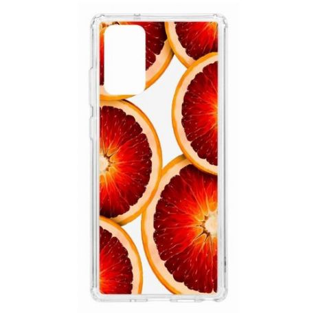 Чехол на Samsung Galaxy Note 20 Kruche Print Orange/накладка/с рисунком/прозрачный/бампер/противоударный/ударопрочный/с защитой камеры