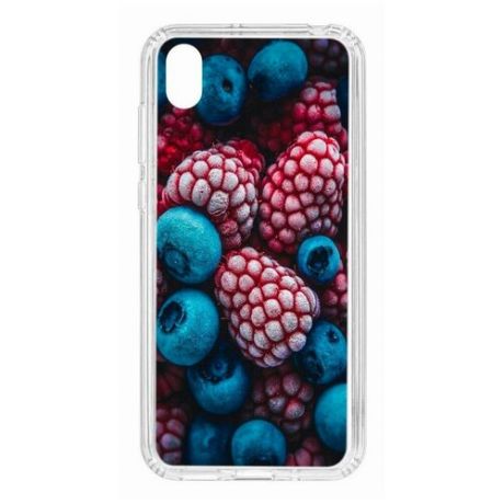 Чехол на Huawei Honor 8S Kruche Print Fresh berries/накладка/с рисунком/прозрачный/бампер/противоударный/ударопрочный/с защитой камеры