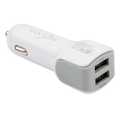 Автомобильное зарядное устройство VIXION U22 (2-USB/2.1A) длинный блок (белый)