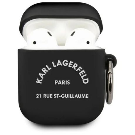 Lagerfeld для Airpods чехол Silicone case with ring RSG logo Black