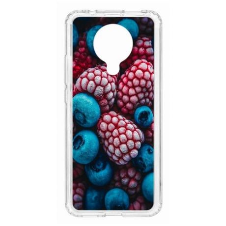 Чехол на Xiaomi Poco F2 Pro Kruche Print Fresh berries/накладка/с рисунком/прозрачный/бампер/противоударный/ударопрочный/с защитой камеры