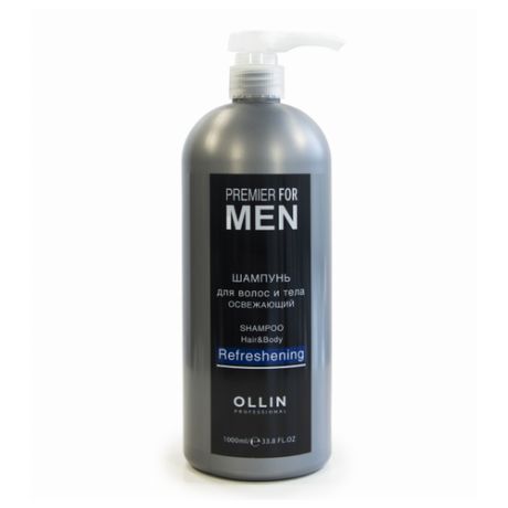 Шампунь для волос и тела освежающий Ollin Premier For Men Shampoo Hair Body Refreshening 1000 мл