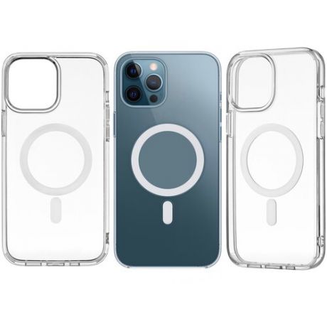 Чехол прозрачный на Айфон 12 Про Макс магсейф силиконовый противоударный для iPhone 12 Pro Max Clear Case MagSafe усиленный с защитой камеры и экрана
