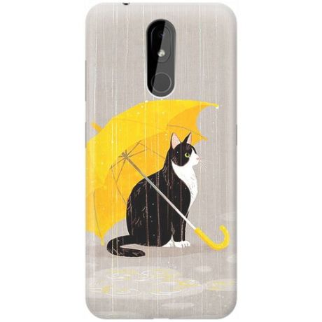 Ультратонкий силиконовый чехол-накладка для Nokia 3.2 с принтом "Кот с желтым зонтом"