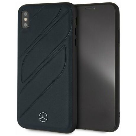 Кожаный чехол-накладка для iPhone XS Max Mercedes New Organic I Hard Leather, синий (MEHCI65THLNA)