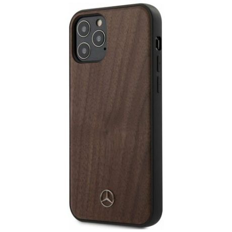 Чехол-накладка для iPhone 12 Pro Max Mercedes Wood Hard Rosewood, коричневый/орех (MEHCP12LVWOLB)