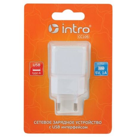 Intro СС105 USB зарядки_25 Intro Зарядка сетевая 1 USB, 1A (100/200/3200)