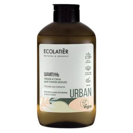 ECOLATIER URBAN Шампунь Ecolatier Объем и сила для тонких волос растительные протеины & алоэ вера 400 мл