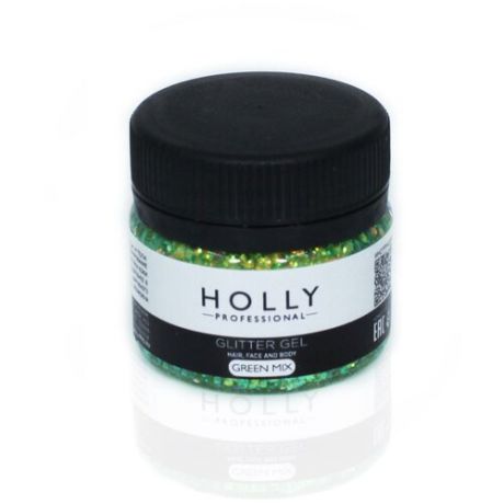 Декоративный гель для волос, лица и тела GLITTER GEL Holly Professional, Green Mix, 20 мл