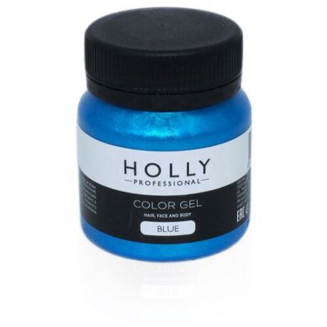 Декоративный гель для волос, лица и тела COLOR GEL Holly Professional, Blue, 50 мл