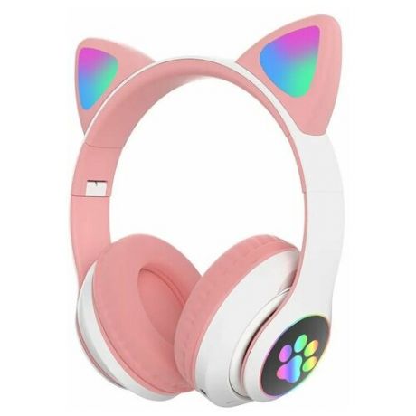 Беспроводные Bluetooth наушники с подсветкой "Кошачьи ушки" / Bluetooth наушники / Наушники кошки / Наушники с подсветкой