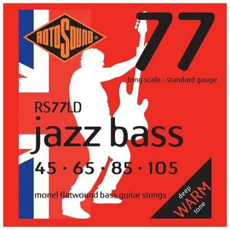 ROTOSOUND RS77LD JAZZ BASS FLATWOUND STRINGS MONEL струны для бас-гитары, монель, плоская обмотка, 45-105