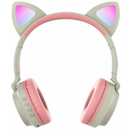 Беспроводные Bluetooth наушники со светящимися кошачьими ушками Cat Ear ZW-028 (Светло-серый)