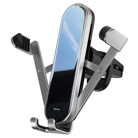 Автомобильный держатель для смартфона Baseus Penguin Gravity, в решётку воздуховода, серебристый