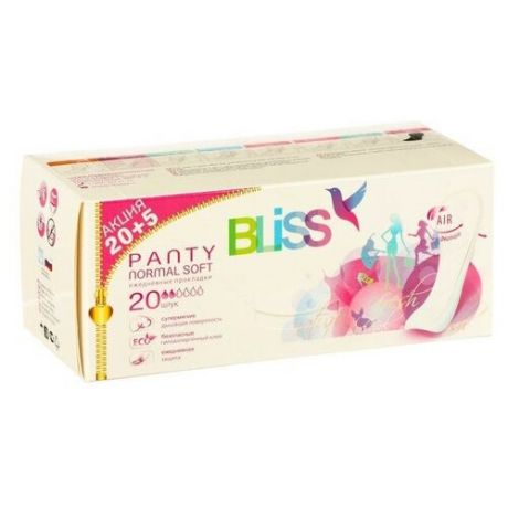 Ежедневные прокладки "Bliss" Panty Normal Soft, с улучшеной впитываемостью, 20+5 шт.