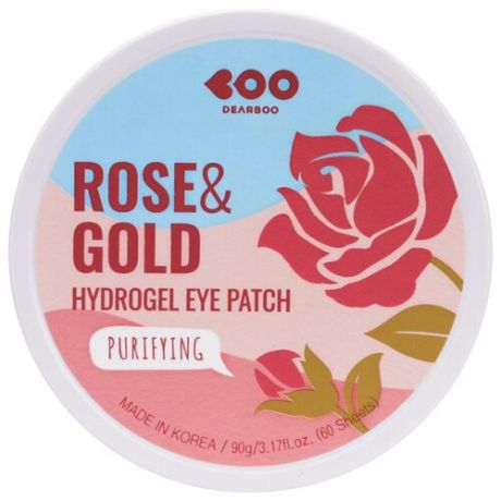 DEARBOO Purifying Hydrogel Eye Patch Rose&Gold Гидрогелевые патчи для глаз с розой и золотом, 60 шт