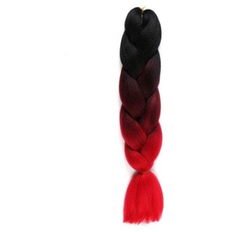 Канекалон трёхцветный, гофрированный, 60 см, 100 гр, цвет чёрный/бордовый/красный
