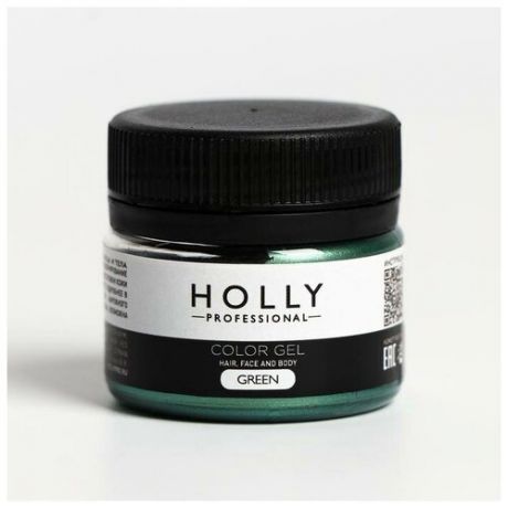 Декоративный гель для волос, лица и тела COLOR GEL Holly Professional, Green, 20 мл