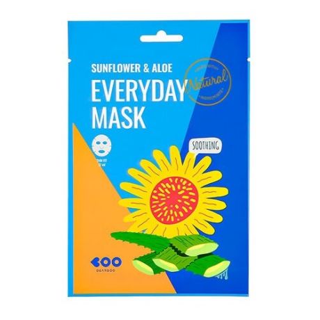 Dearboo Маска для лица «успокаивающая» - Sunflower&aloe every day mask, 27мл