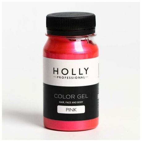 Декоративный гель для волос, лица и тела COLOR GEL Holly Professional, Pink, 100 мл