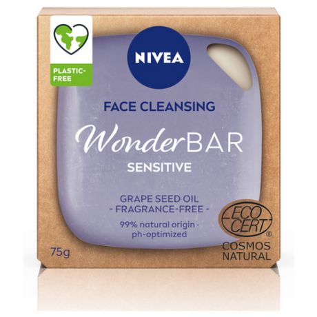 Nivea мыло для умывания WonderBAR Sensitive, 75 г