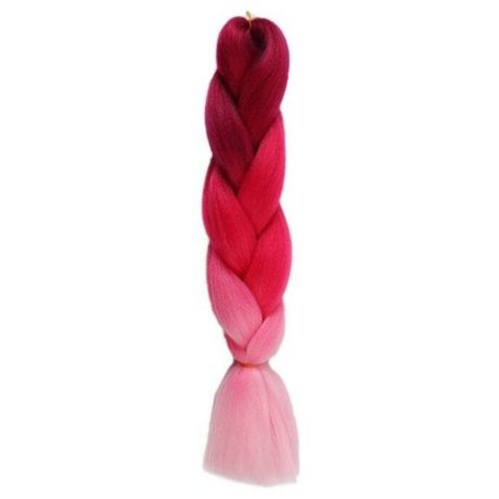 Канекалон трёхцветный, гофрированный, 60 см, 100 гр, цвет сливовый/светло-розовый/розовый
