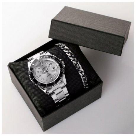 Подарочный набор 2 в 1 "Этелберт": наручные часы и браслет