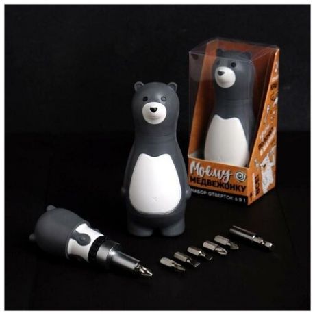 Подарочный набор инструментов "Моему медвежонку", подарочная упаковка, набор бит 7 шт, держатель для бит