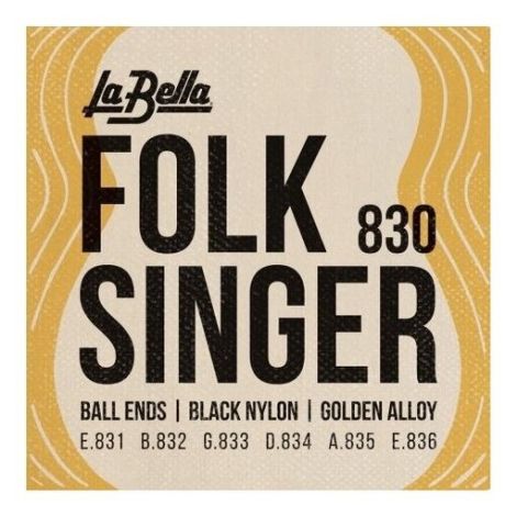 LA BELLA 830 Folksinger черный нейлон, обм. бронза