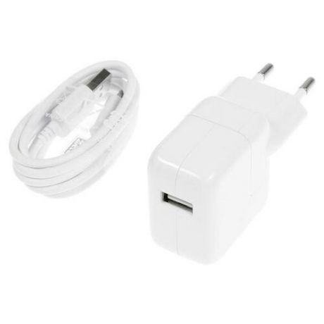 Сетевое зарядное устройство LuazON LCC-97, 1xUSB, 2.1 А, 10 Вт, кабель microUSB, белое