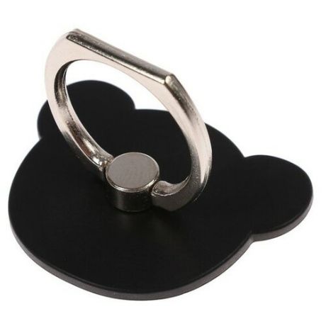 Держатель-подставка с кольцом для телефона LuazON, в форме "Мишки", чёрный
