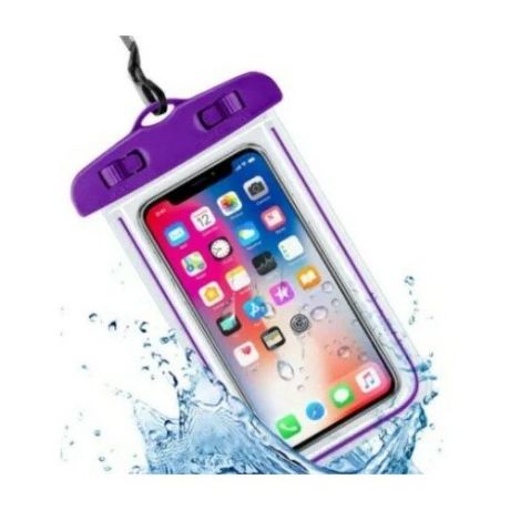 Водонепроницаемый непромокаемый герметичный чехол для телефона до 6.7 дюймов, смартфона, для съемки под водой и документов, большой размер XL, светящийся, фиолетовый