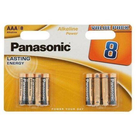 Батарейка алкалиновая Panasonic Alkaline Power, AAA, LR03-8BL, 1.5В, блистер, 8 шт.