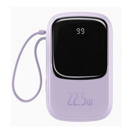 Портативный аккумулятор BASEUS Qpow Digital Display, 3A, 20000 мАч, фиолетовый, с кабелем Type-C