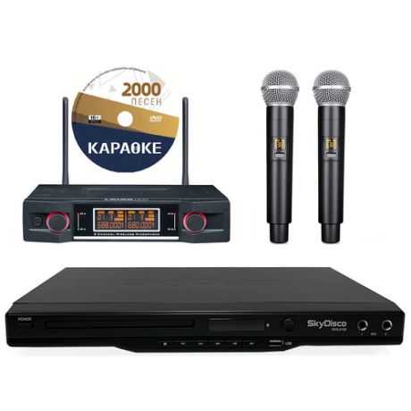 Караоке для дома SkyDisco Karaoke Home Set 2: приставка с баллами, микрофоны, диск 2000 песен