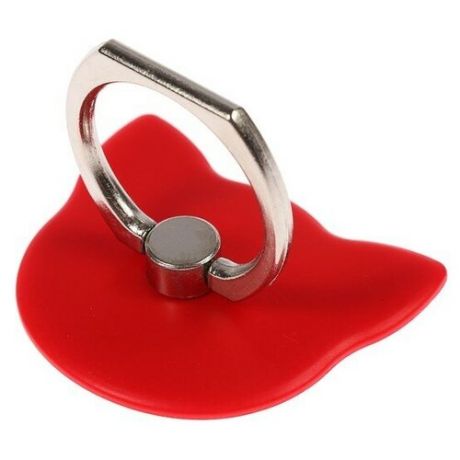 Держатель-подставка с кольцом для телефона LuazON, в форме "Кошки", красный