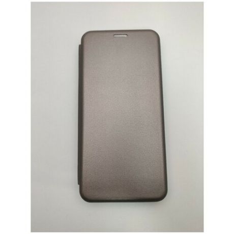 Чехол книжка серый / серебро для Samsung Galaxy A12 / M12 с магнитным замком, подставкой и отделением для карт