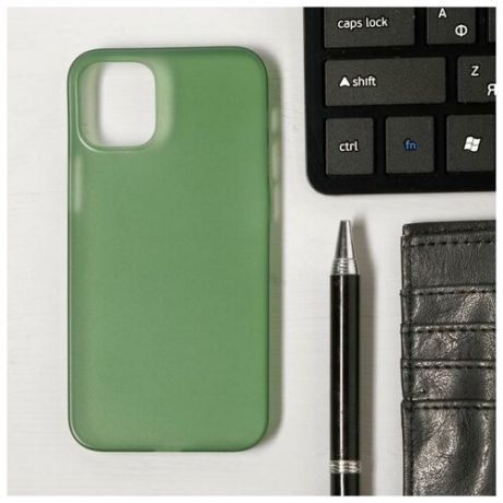 Чехол LuazON для телефона iPhone 12 mini, пластиковый, тонкий, прозрачный зеленый