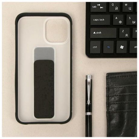 Чехол LuazON для iPhone 12 Pro Max, с ремешком-подставкой, пластиковый, черный