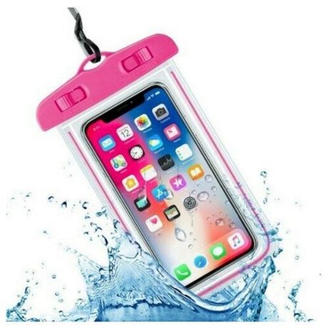 Водонепроницаемый непромокаемый герметичный чехол для телефона до 6.7 дюймов, смартфона, для съемки под водой и документов, большой размер XL, светящийся, розовый