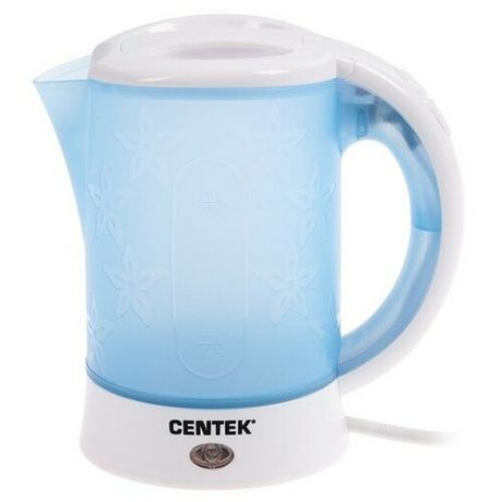 Чайник электрический Centek CT-0054 Blue, пластик, 0.6 л, 650 Вт, бело-синий